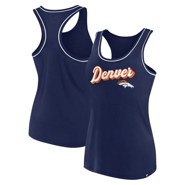 Women's Fanatics Branded Navy Denver Broncos Wordmark Logo Racerback Scoop Neck Tank Top 3 Women's Fanatics Branded Navy Denver Broncos Wordmark Logo Racerback Scoop Neck Tank Top