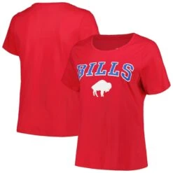 Women's Fanatics Branded Red Buffalo Bills Plus Size Arch Over Logo T-Shirt