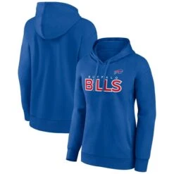 Women's Fanatics Branded Royal Buffalo Bills Iconic Cotton Fleece Checklist Pullover Hoodie
