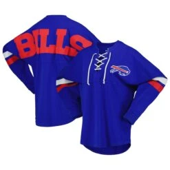 Women's Fanatics Branded Royal Buffalo Bills Spirit Jersey Lace-Up V-Neck Long Sleeve T-Shirt