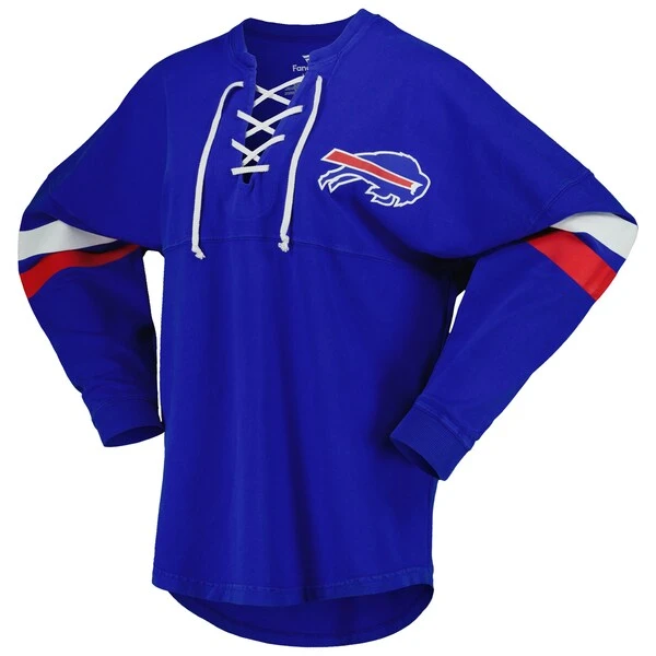 Women's Fanatics Branded Royal Buffalo Bills Spirit Jersey Lace-Up V-Neck Long Sleeve T-Shirt 4 Women's Fanatics Branded Royal Buffalo Bills Spirit Jersey Lace-Up V-Neck Long Sleeve T-Shirt - Image 2