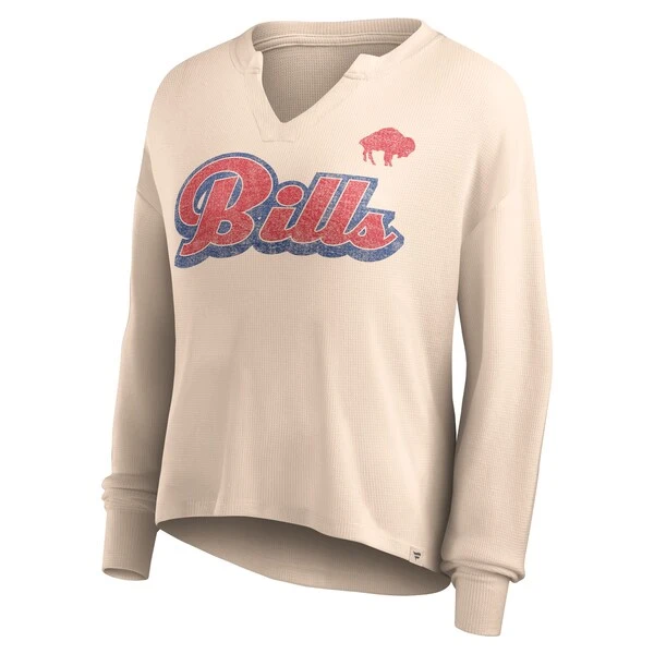 Women's Fanatics Branded Tan Buffalo Bills Go For It Notch Neck Waffle Knit Long Sleeve T-Shirt 4 Women's Fanatics Branded Tan Buffalo Bills Go For It Notch Neck Waffle Knit Long Sleeve T-Shirt - Image 2
