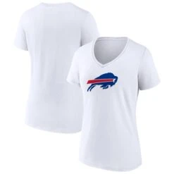 Women's Fanatics Branded White Buffalo Bills Primary Team Logo V-Neck T-Shirt