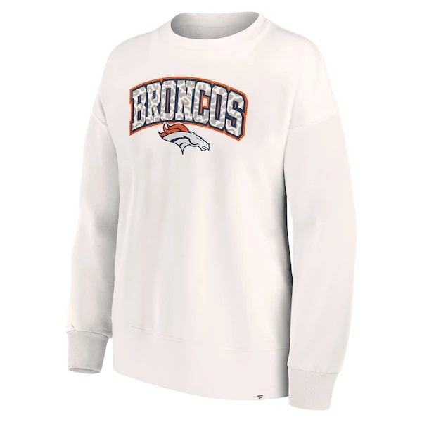 Women's Fanatics Branded White Denver Broncos Leopard Team Pullover Sweatshirt 4 Women's Fanatics Branded White Denver Broncos Leopard Team Pullover Sweatshirt - Image 2